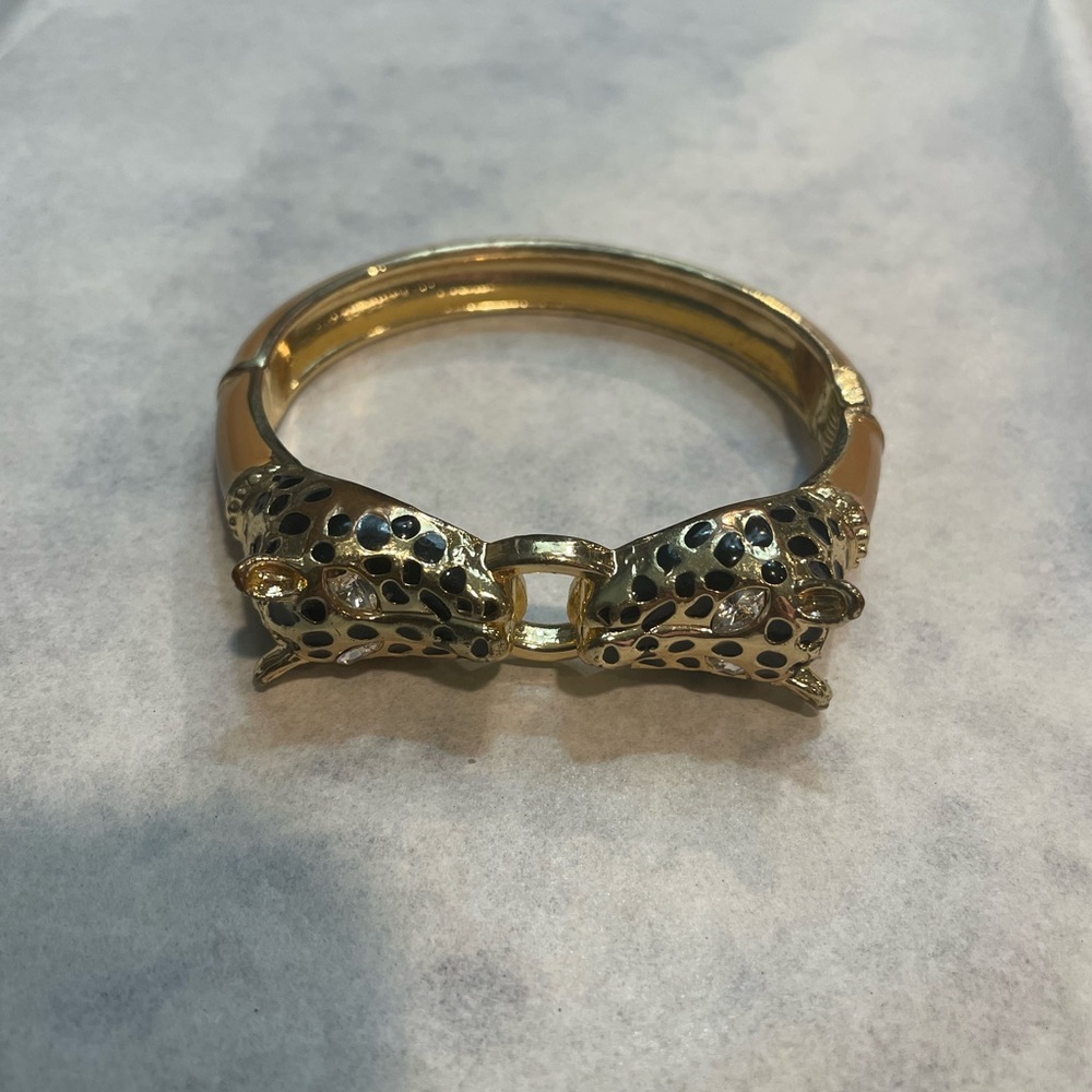 Tan, Gold, and Black Leopard Bracelet